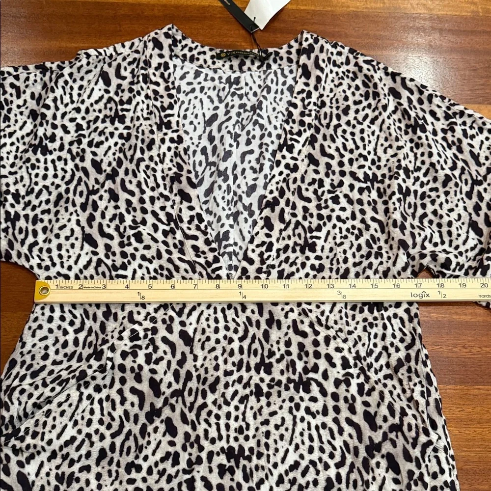 NWT ViX Paula Hermanny Deva Cloe Caftan Cover Up Medium Leopard Animal Print - Picture 9 of 13